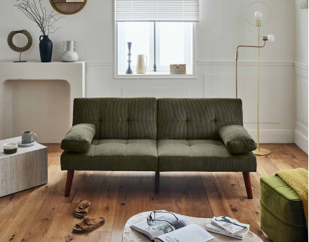 Canapé convertible clic-clac 2 places en velours côtelé Philae