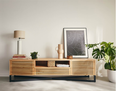 Meuble TV bois et noir 200 cm Medellin