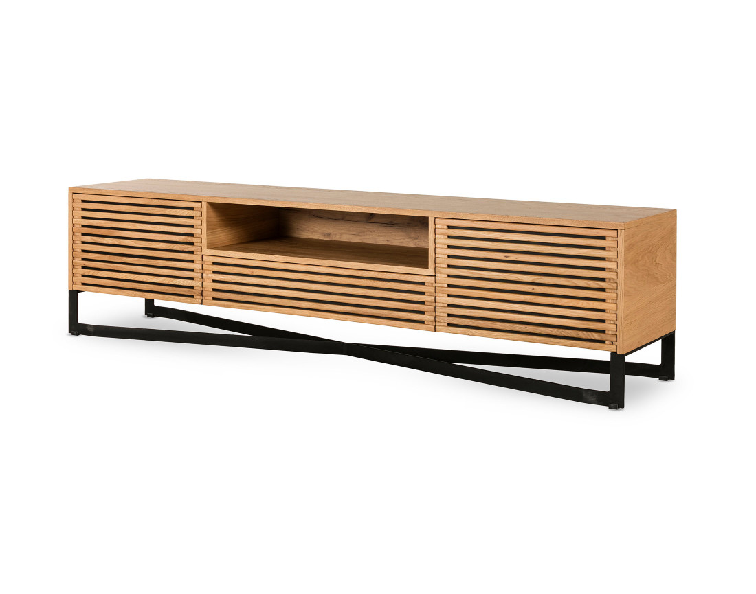 Meuble TV bois et noir 200 cm Medellin