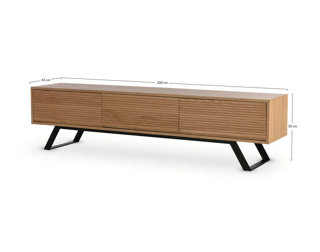 Meuble TV bois et noir 200 cm Zapallar