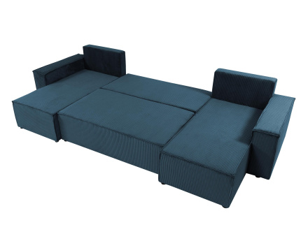 Canapé panoramique en U 7 places convertible avec coffre en velours côtelé Cezanne