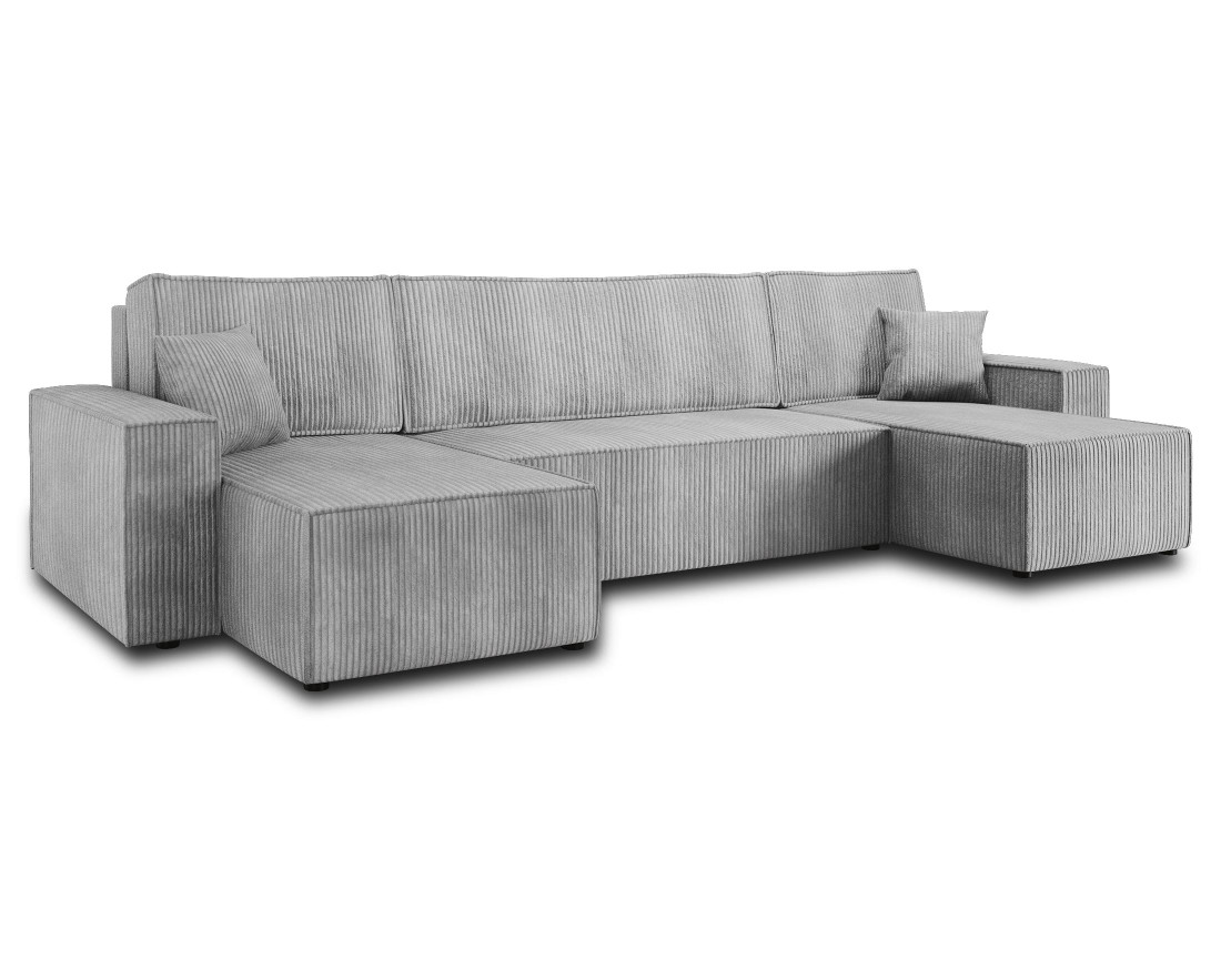 Canapé panoramique en U 7 places convertible avec coffre en velours côtelé Cezanne