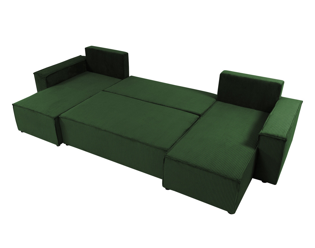 Canapé panoramique en U 7 places convertible avec coffre en velours côtelé Cezanne