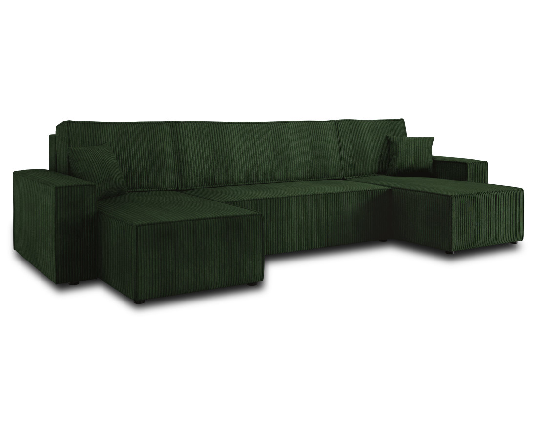 Canapé panoramique en U 7 places convertible avec coffre en velours côtelé Cezanne