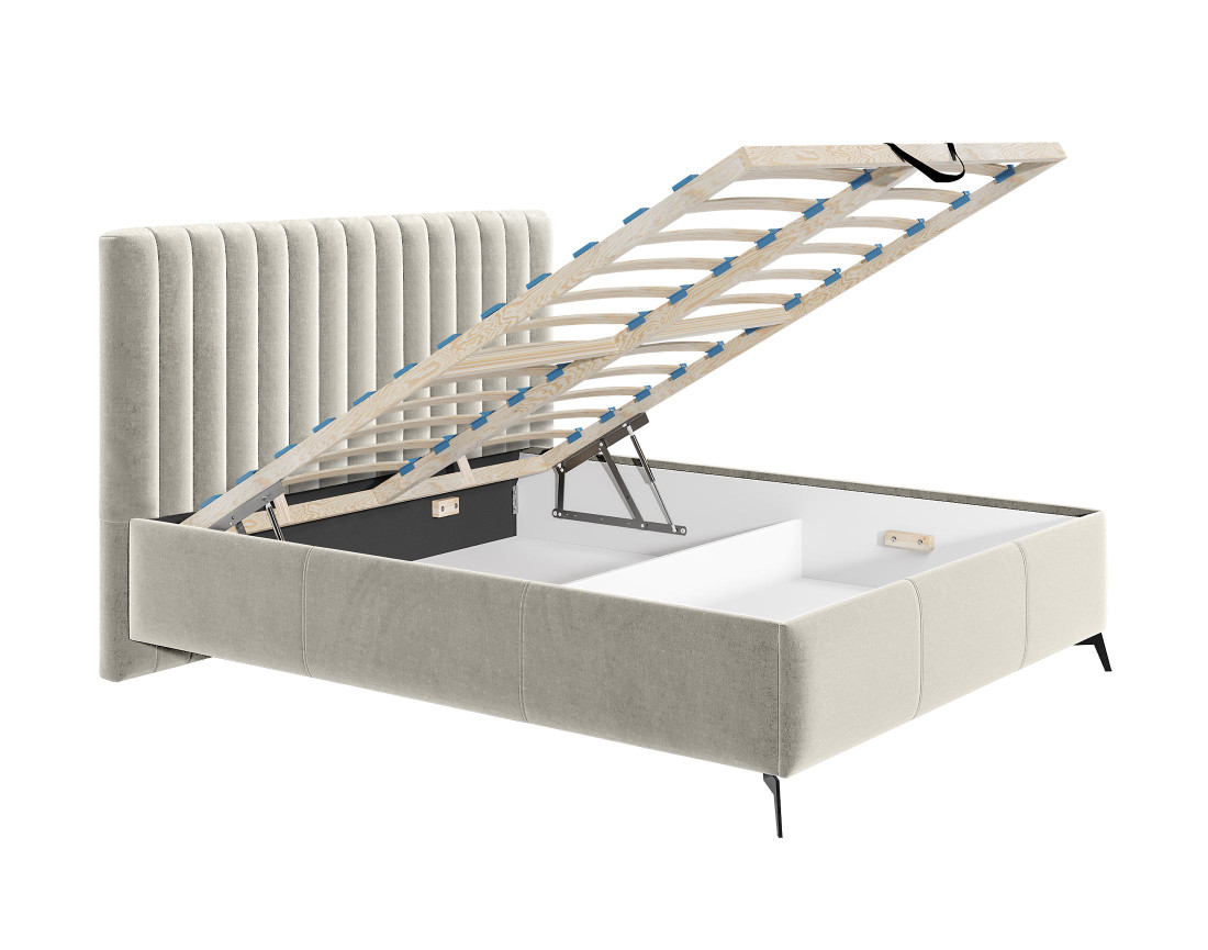 Lit coffre 140x200 cm sommier inclus en velours Mendoza