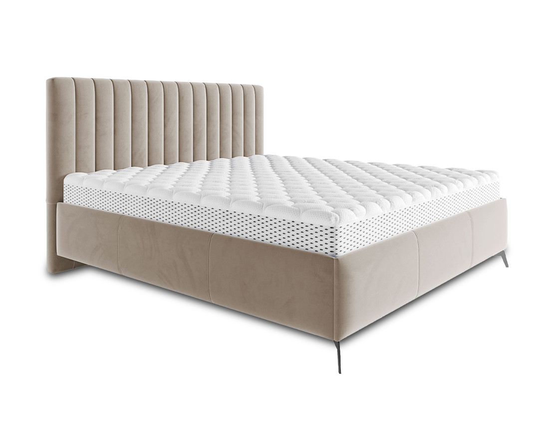 Lit coffre 140x200 cm sommier inclus en velours Mendoza