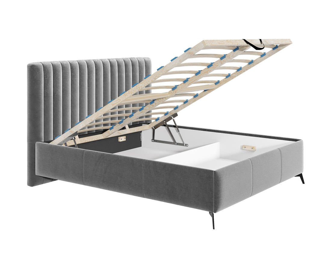 Lit coffre 140x200 cm sommier inclus en velours Mendoza