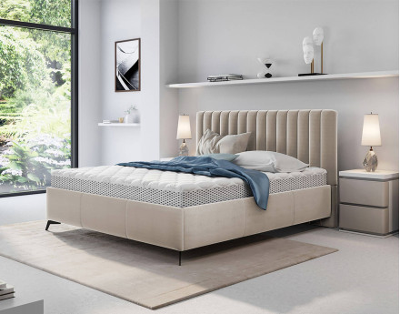 Lit coffre 160x200 cm sommier inclus en velours Mendoza