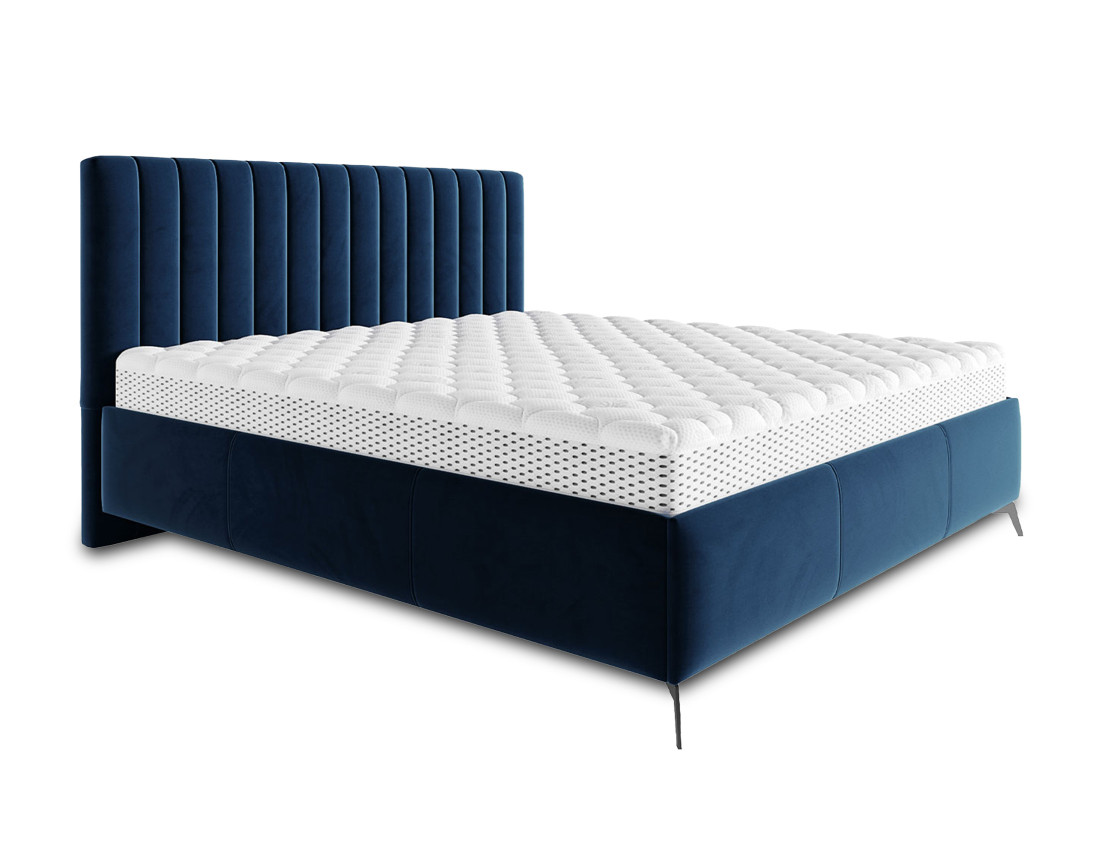 Lit coffre 160x200 cm sommier inclus en velours Mendoza