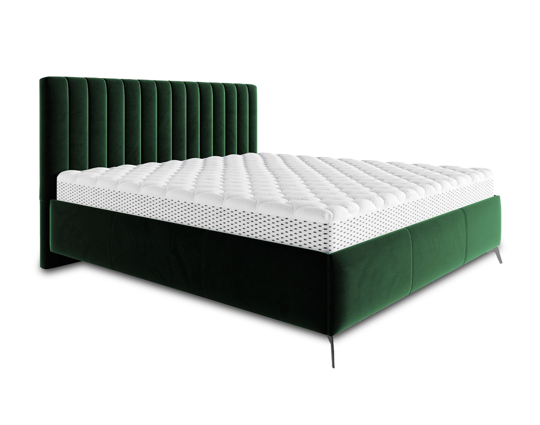 Lit coffre 160x200 cm sommier inclus en velours Mendoza