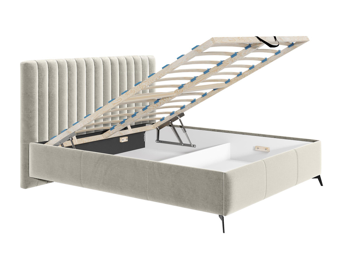 Lit coffre 180x200 cm sommier inclus en velours Mendoza