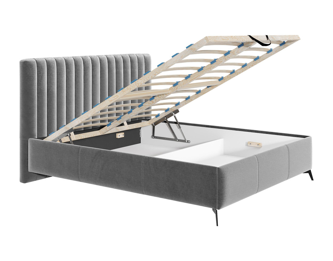 Lit coffre 180x200 cm sommier inclus en velours Mendoza