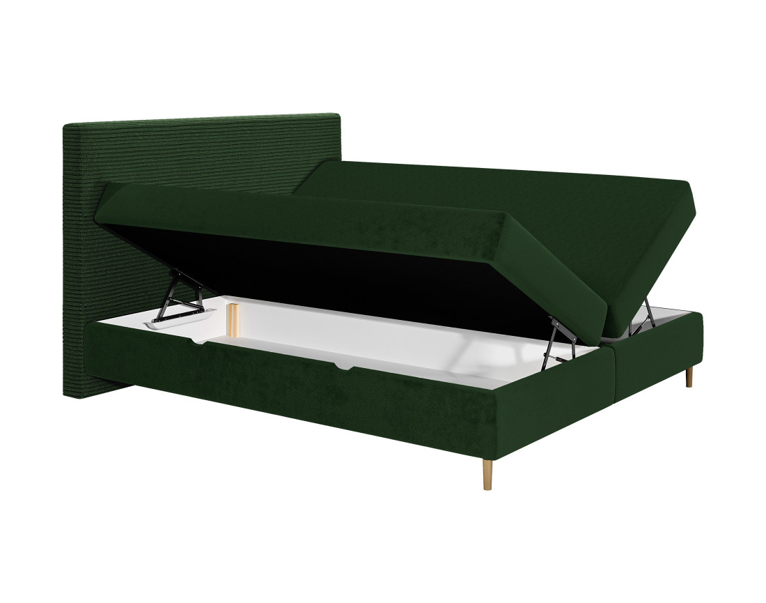 Lit boxspring 140x200 cm coffres et surmatelas inclus en velours côtelé Rafaela
