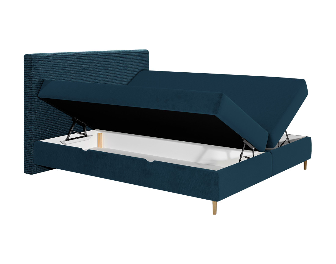 Lit boxspring 160x200 cm coffres et surmatelas inclus en velours côtelé Rafaela