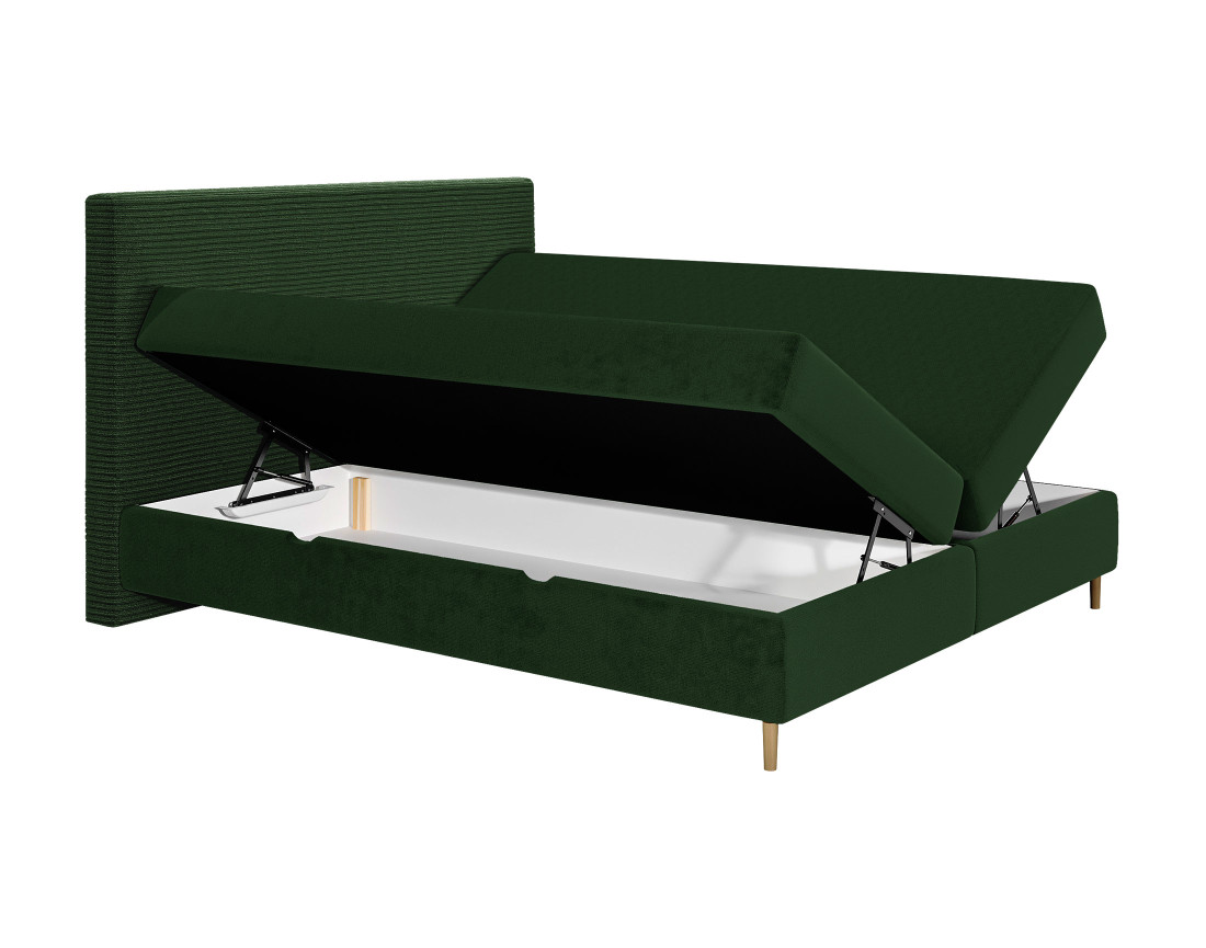 Lit boxspring 160x200 cm coffres et surmatelas inclus en velours côtelé Rafaela