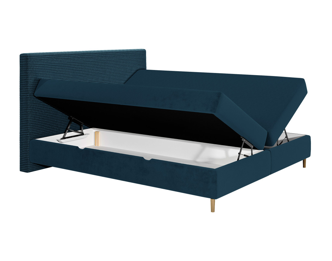 Lit boxspring 180x200 cm coffres et surmatelas inclus en velours côtelé Rafaela