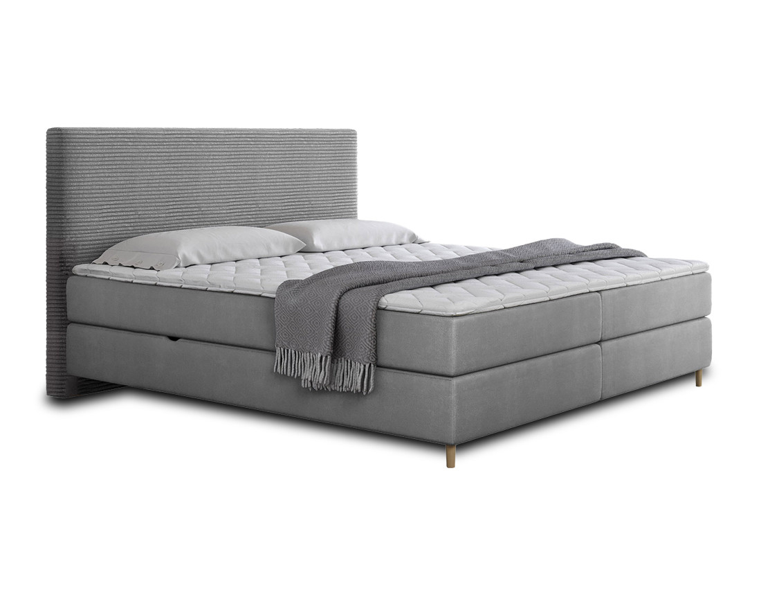 Lit boxspring 180x200 cm coffres et surmatelas inclus en velours côtelé Rafaela