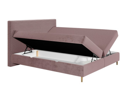 Lit boxspring 180x200 cm coffres et surmatelas inclus en velours côtelé Rafaela