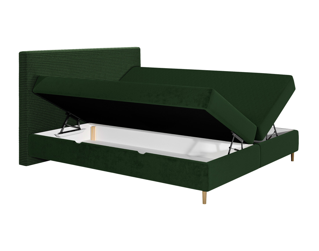 Lit boxspring 180x200 cm coffres et surmatelas inclus en velours côtelé Rafaela