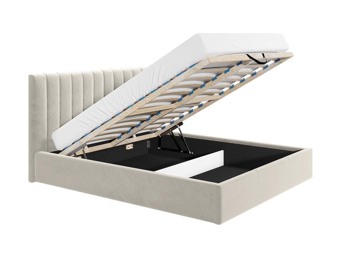 Lit coffre 140x200 cm sommier inclus en velours Rosario