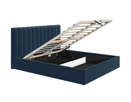 Lit coffre 140x200 cm sommier inclus en velours Rosario