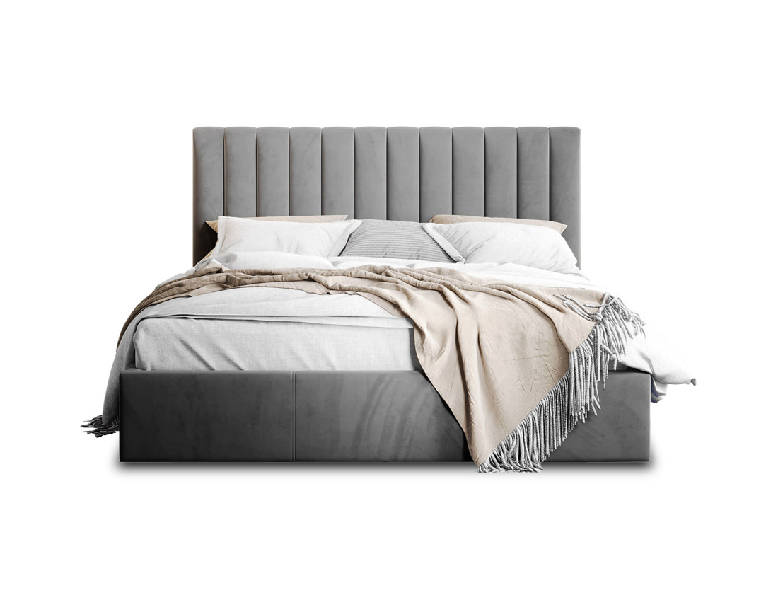 Lit coffre 140x200 cm sommier inclus en velours Rosario