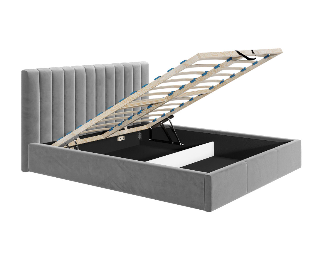 Lit coffre 160x200 cm sommier inclus en velours Rosario