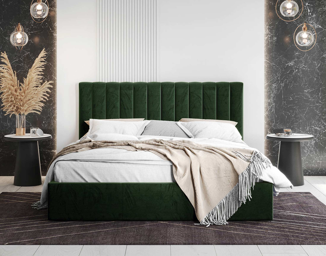 Lit coffre 160x200 cm sommier inclus en velours Rosario