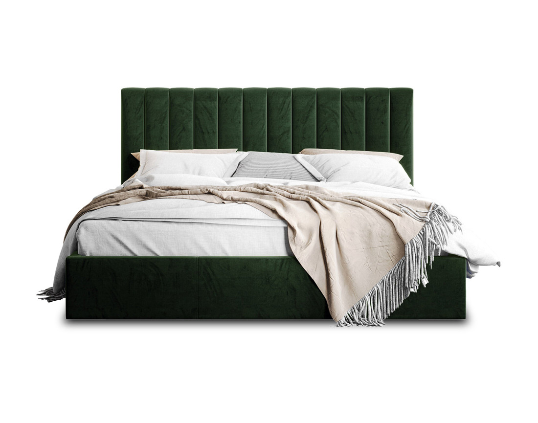 Lit coffre 180x200 cm sommier inclus en velours Rosario