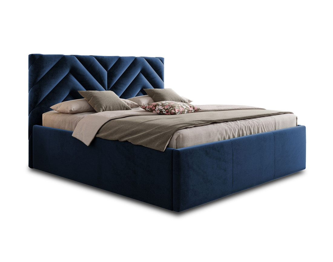 Lit coffre 140x200 cm sommier inclus en velours Santiago