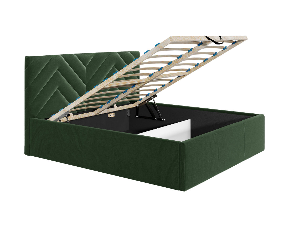 Lit coffre 140x200 cm sommier inclus en velours Santiago