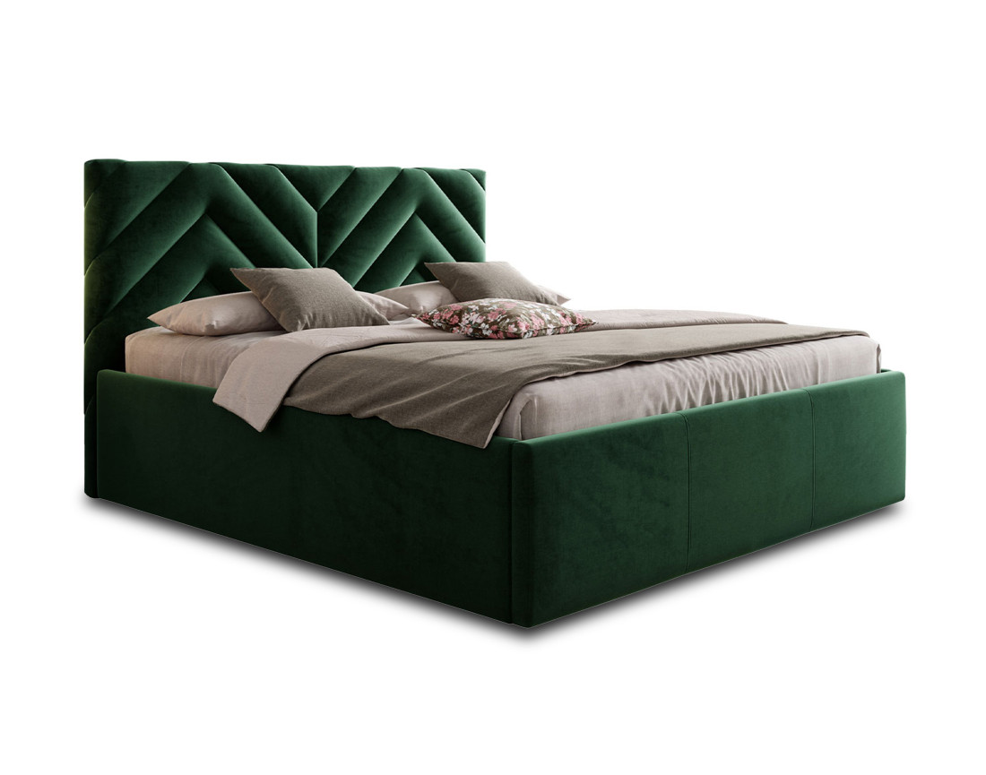 Lit coffre 140x200 cm sommier inclus en velours Santiago