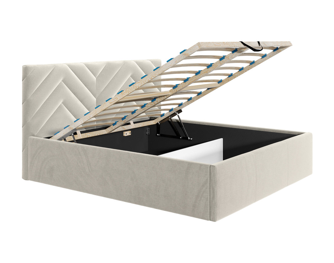 Lit coffre 160x200 cm sommier inclus en velours Santiago