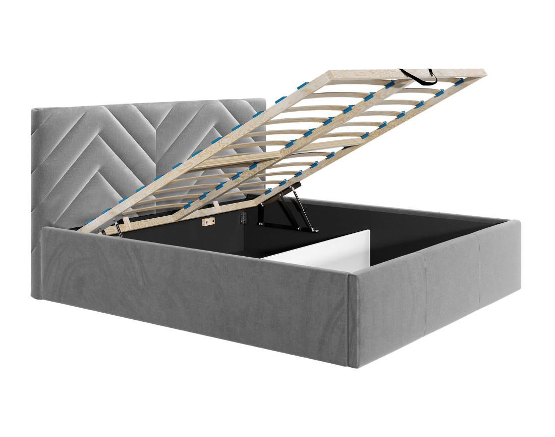 Lit coffre 180x200 cm sommier inclus en velours Santiago