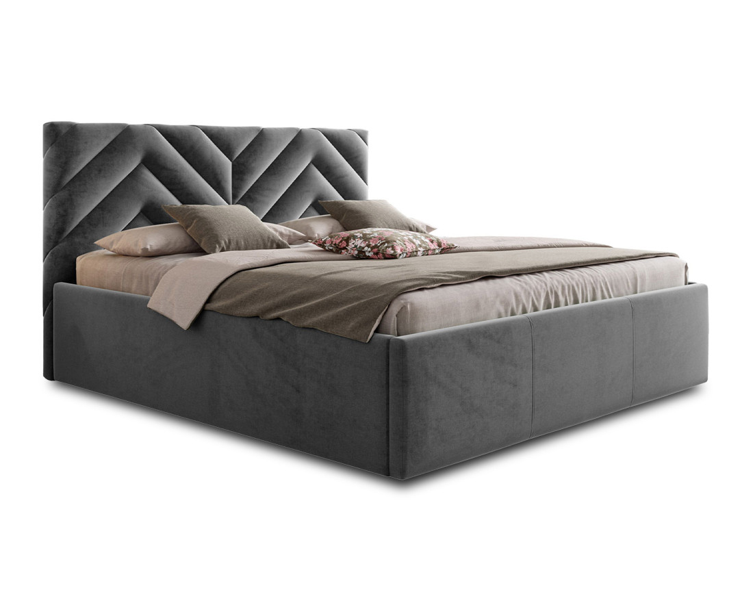 Lit coffre 180x200 cm sommier inclus en velours Santiago