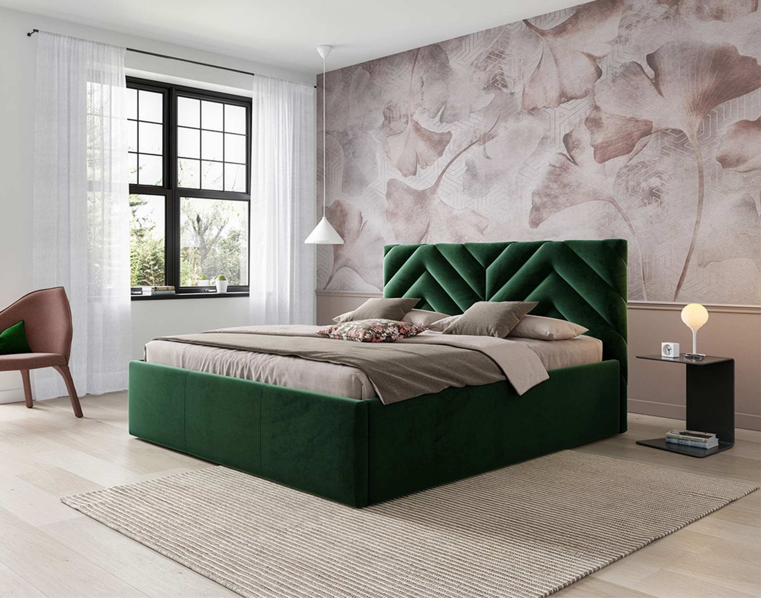 Lit coffre 180x200 cm sommier inclus en velours Santiago