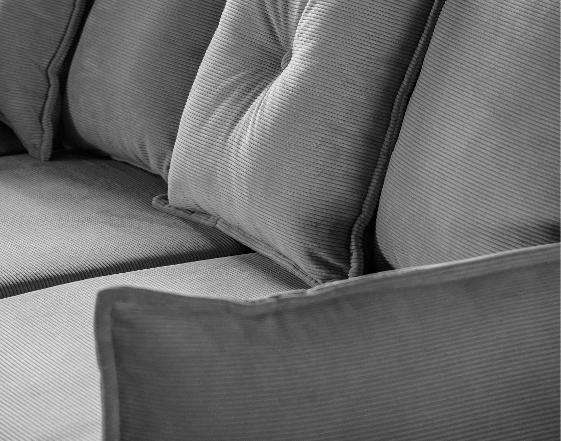 Canapé d'angle réversible 4 places convertible avec coffre en velours côtelé Lena