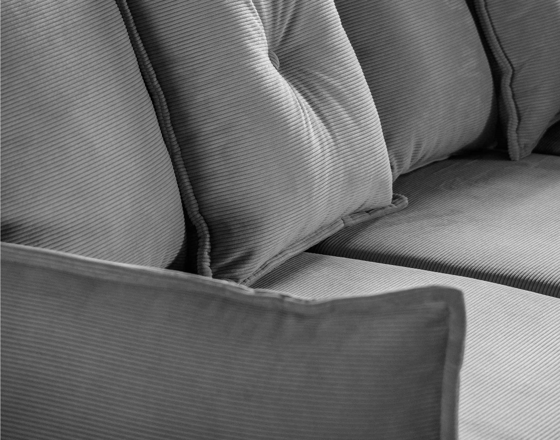 Canapé d'angle d'ange droit 5 places convertible avec coffre en velours côtelé Lena