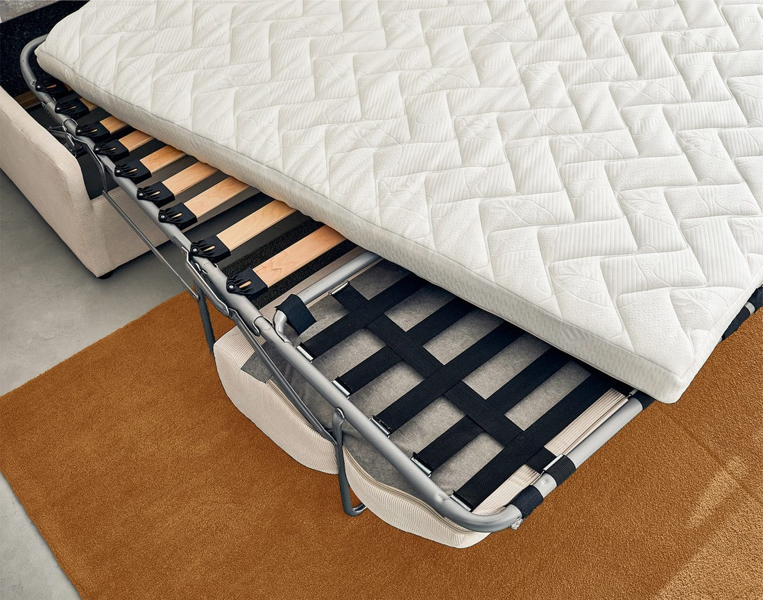 Canapé d'angle droit 4 places convertible couchage quotidien en velours côtelé Palmira