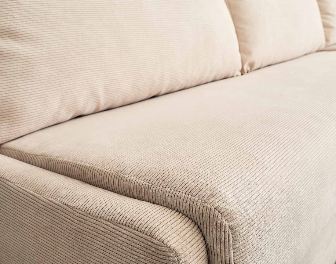 Canapé d'angle droit 4 places convertible couchage quotidien en velours côtelé Palmira