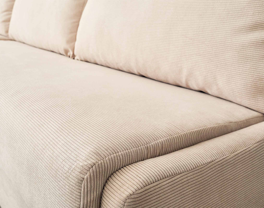 Canapé d'angle gauche 4 places convertible couchage quotidien en velours côtelé Palmira