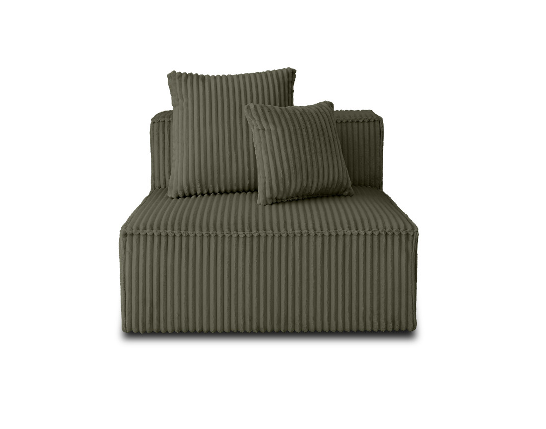 Module d'assise sans accoudoirs en velours côtelé grosses côtes Colombine