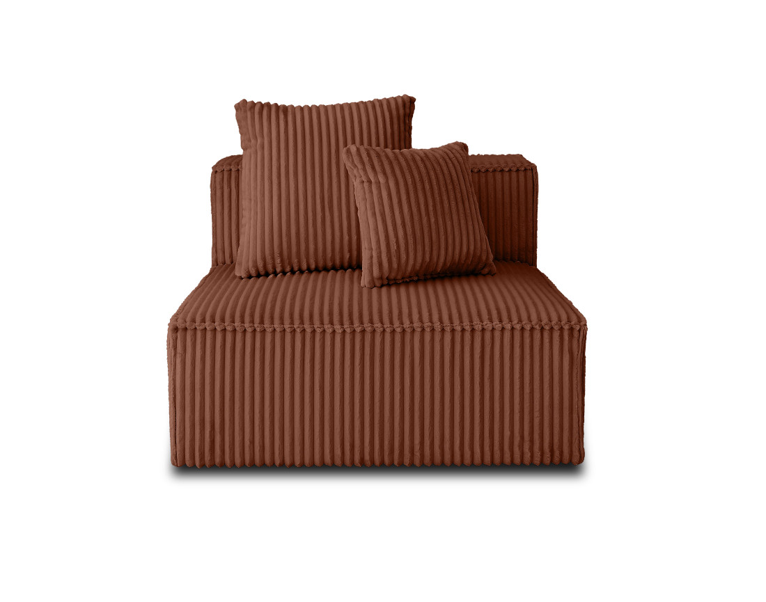 Module d'assise sans accoudoirs en velours côtelé grosses côtes Colombine