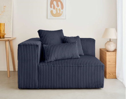 Module d'assise gauche en velours côtelé grosses côtes Colombine