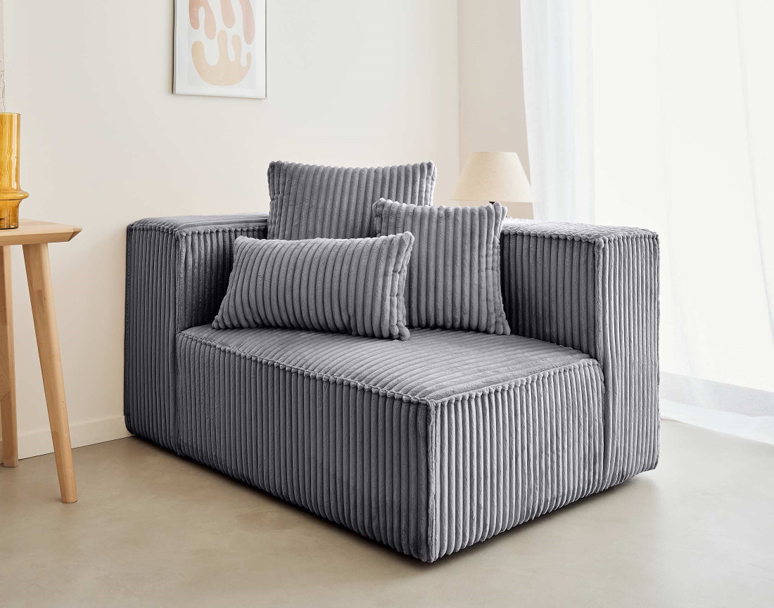 Module d'assise gauche en velours côtelé grosses côtes Colombine