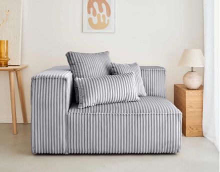 Module d'assise gauche en velours côtelé grosses côtes Colombine