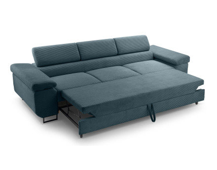 Canapé 3 places convertible avec têtières réglables en velours côtelé Pablo