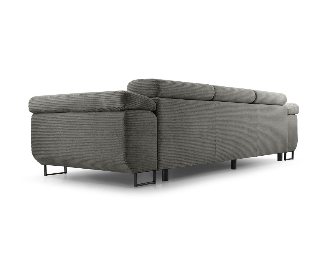Canapé 3 places convertible avec têtières réglables en velours côtelé Pablo