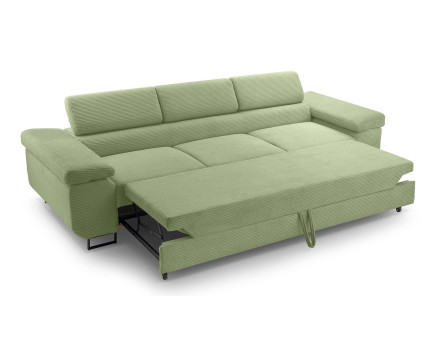 Canapé 3 places convertible avec têtières réglables en velours côtelé Pablo