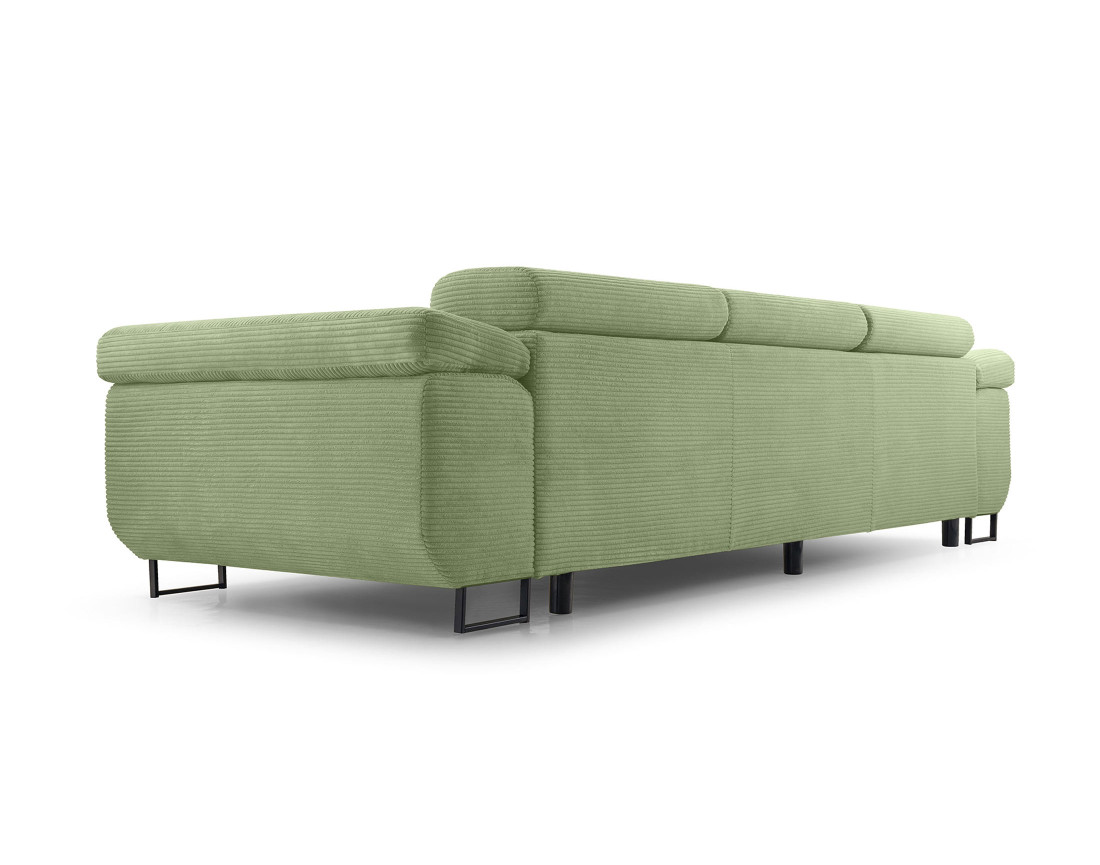 Canapé 3 places convertible avec têtières réglables en velours côtelé Pablo